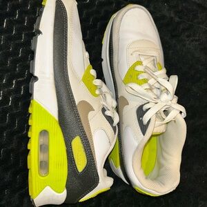 Kids White & Neon Green Nike Air Max 90’s